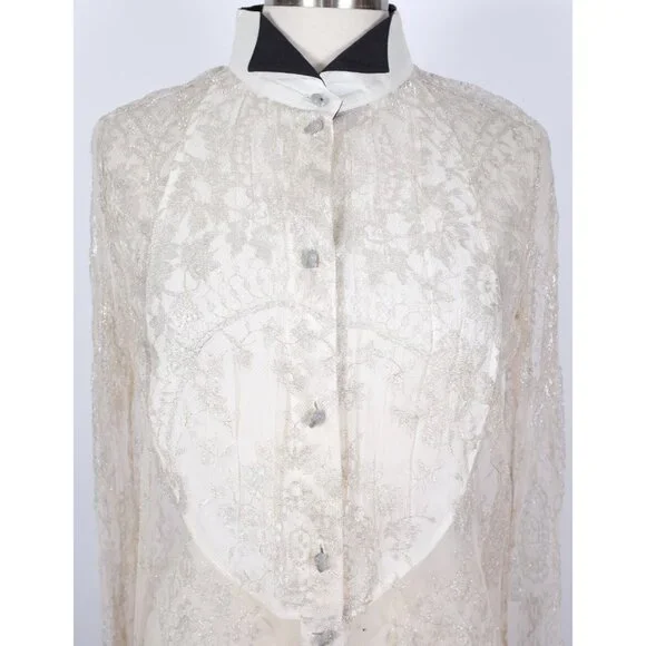 If Six Was Nine Maniac Corp Japan shirt blouse 3 ivory lace tuxedo skull buttons